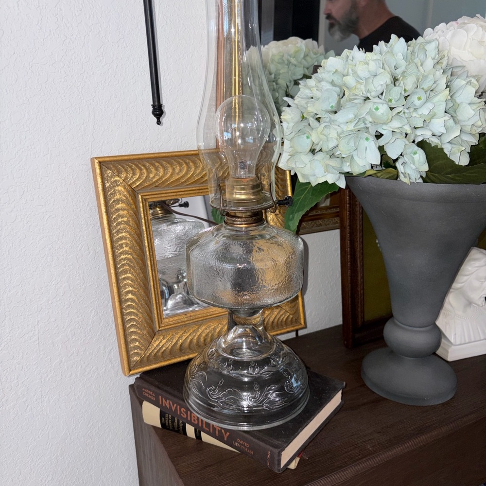 Elegant Glass Hurricane with Gold Accents